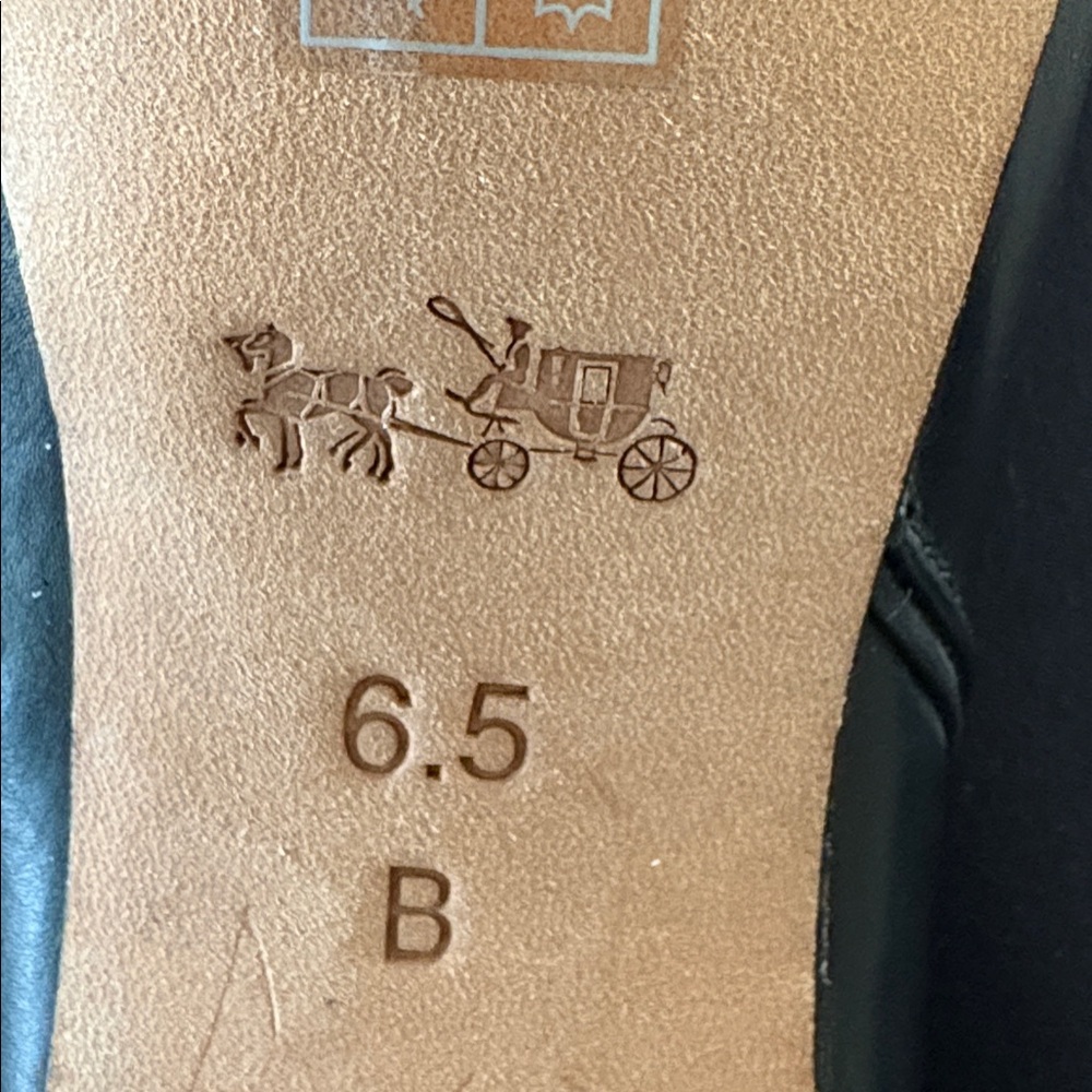 Coach Black Leather Heeled Boots with Gold Accent, 6.5 - Picture 5 of 11